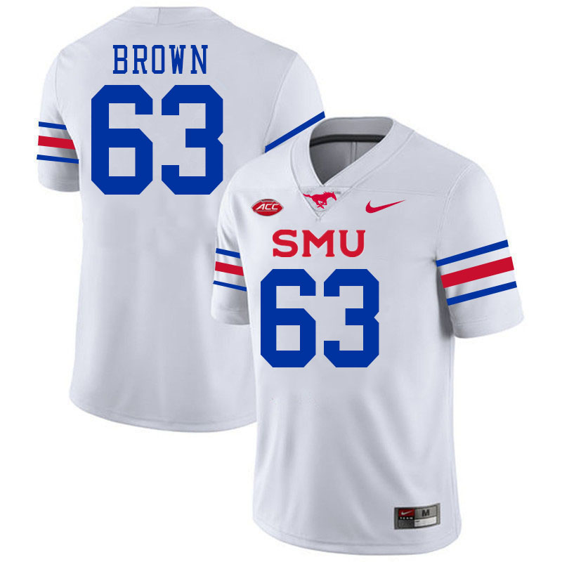 SMU Mustangs #63 Evan Brown Jersey College Football Uniforms-White